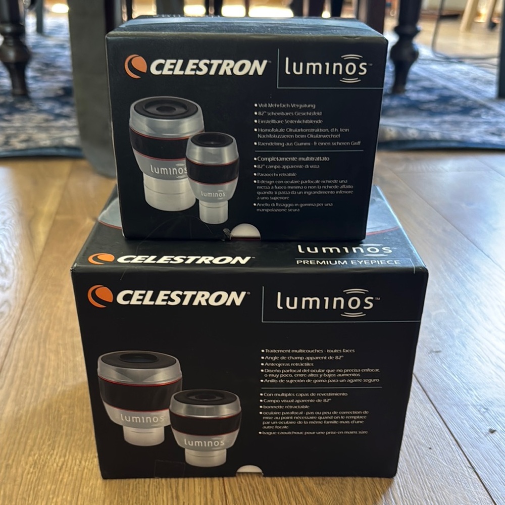 Celestron Luminos Premium Eyepiece Set of 2 
2 boxes, 2 sizes 31mm and 15mm